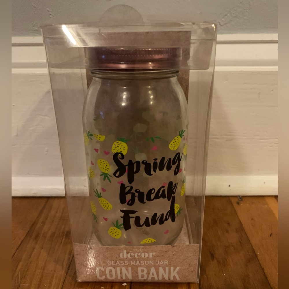 New Spring break vacation fund jar glass girls gift holiday  college piggy bank